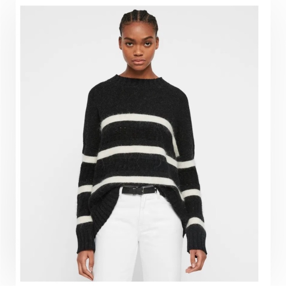 All Saints Black and White Striped Sweater